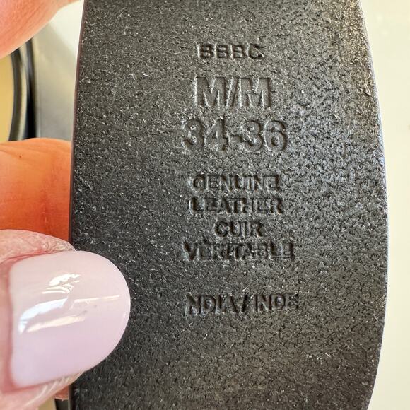 Calvin Klein Jeans Mens Leather Belt with Keeper Ring Medium 34 36 Black Silver - Picture 10 of 15